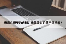 杨晨在德甲的进球？杨晨效力的德甲俱乐部？