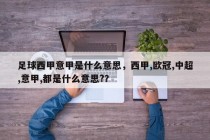 足球西甲意甲是什么意思，西甲,欧冠,中超,意甲,都是什么意思?？