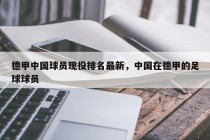 德甲中国球员现役排名最新，中国在德甲的足球球员