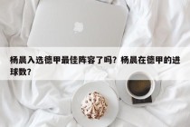 杨晨入选德甲最佳阵容了吗？杨晨在德甲的进球数？